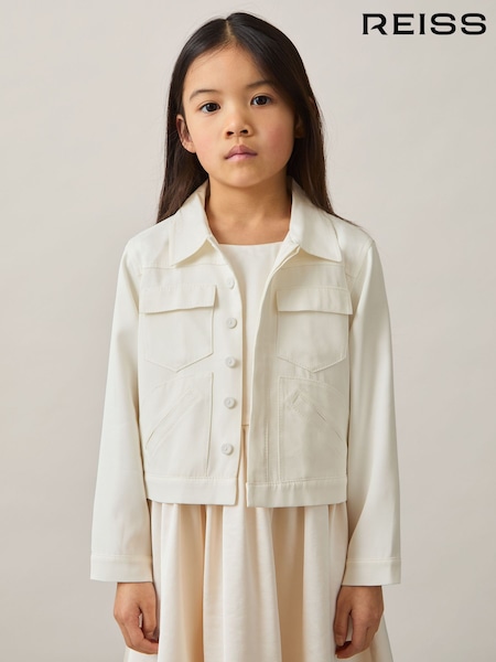 Reiss Ivory Joss 4-9 yrs Button-Through Cropped Shirt Jacket (AT8162) | €120