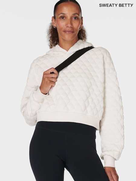 Sweaty Betty White Sand Wash Quilted Hoodie (AT8173) | 272 QAR