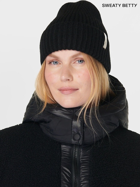 Sweaty Betty Black Snowfall Winter Knitted Beanie (AT8176) | €50