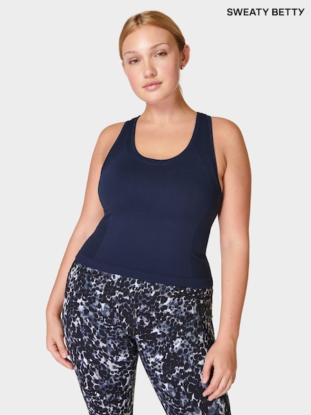 Синий - Sweaty Betty Athlete Crop Seamless Workout Vest (AT8187) | €23