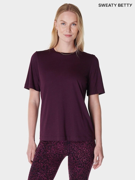 Sweaty Betty Purple Essential Crew Neck T-Shirt (AT8196) | 74 QAR