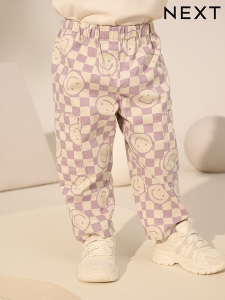 Purple Checkerboard 100% Cotton Pattern Pullon Trousers (3mths-7yrs) (AT8280) | $15 - $18
