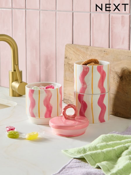 Set of 3 wiggle Stacking Storage Jars (AT8291) | €25