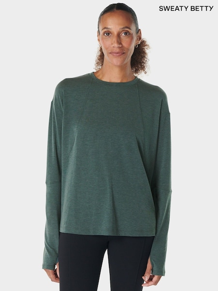 Vihreä - Sweaty Betty Soft Flow Studio Pitkä hiha Top (AT8430) | €102
