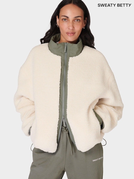 Sweaty Betty White Wilderness Reversible Sherpa Jacket (AT8447) | €121