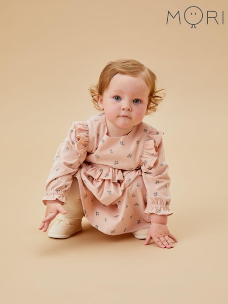 MORI Pink Floral 100% Organic Cotton Pretty Cord Dress (AT8458) | 117 QAR - 124 QAR