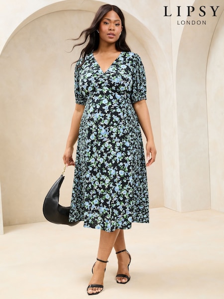 Lipsy Floral Mixed Print Short Sleeve Viscose Midi Dress (AT8495) | 83 €