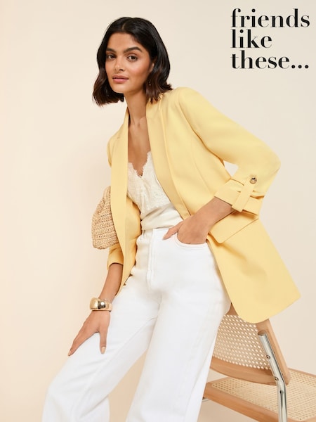 Kärnmjölk Gul - Friends Like These Edge To Edge Tailored Sleeve Detail Blazer (AT8524) | kr930