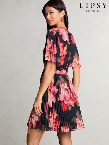 Musta - Lipsy Floral Pleated Mini Shift Dress (AT8558) | €102