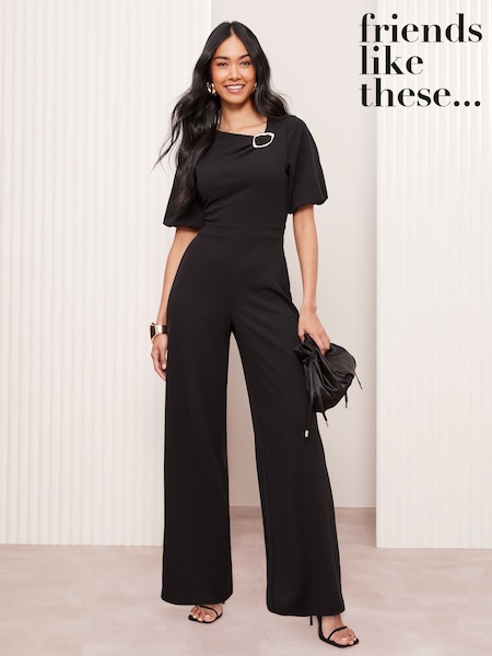 Friends Like These Tailored Abstract Buckle Puff Sleeve Jumpsuit (AT8620) | €53