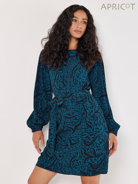 Apricot Green Leopard And Zebra Belt Shift Dress (AT8635) | €50
