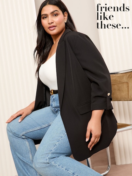 Svart - Friends Like These Edge To Edge Tailored Sleeve Detail Blazer (AT8803) | kr930