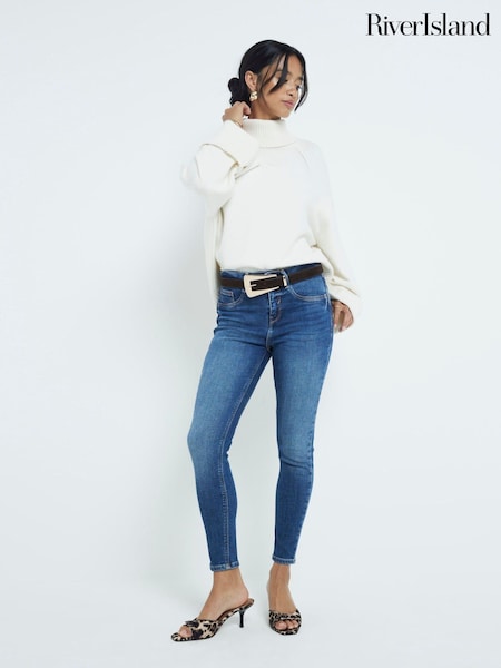 River Island Blue Sky Mid Rise Bum Sculpt Skinny Jeans (AT8969) | €72