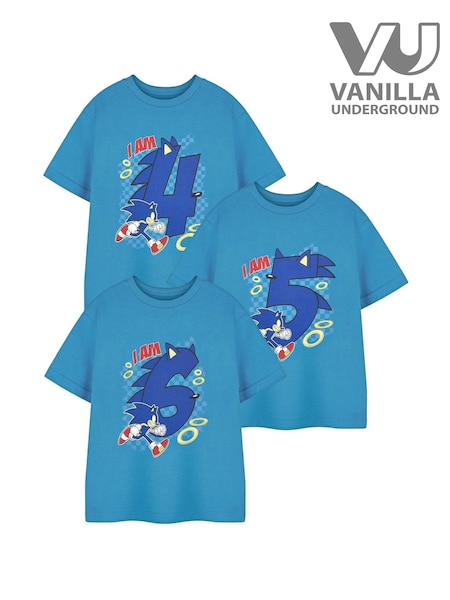Vanilla Underground Boys Sonic The Hedgehog Birthday Age 100% Cotton T-shirt (AT9003) | 22 €