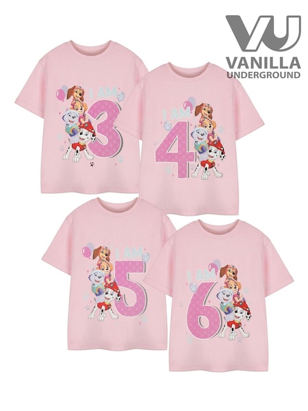 Vanilla Underground Girls Paw Patrol Birthday Age 100% Cotton T-Shirt (AT9005) | € 20