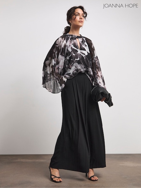 Joanna Hope Keyhole Pleated Black Blouse (AT9054) | €42
