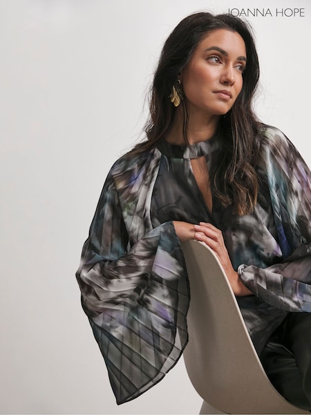 Joanna Hope Keyhole Pleated Black Blouse (AT9055) | €72