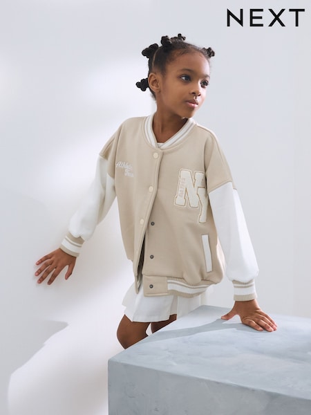 Beige Boucle - Varsity Embroidered Jacket (3-16yrs) (AT9148) | ‏112 د.إ.‏ - ‏ 142‏ د.إ.