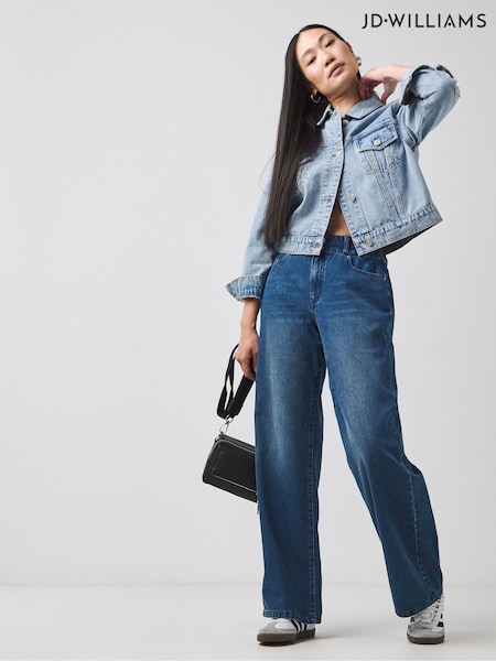 JD Williams Blue Elasticated Waist Wide Leg Jeans (AT9155) | €40