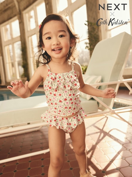 Cream/Pink/Green Cath Kidston Cherry Print Tankini (3mths-7yrs) (AT9237) | AED71 - AED81