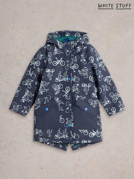 White Stuff Blue Bike Printed Raincoat (AT9239) | AED131