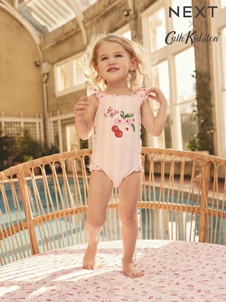 Pink Cath Kidston Cherry Stripe Swimsuit (3mths-7yrs) (AT9243) | AED66 - AED76
