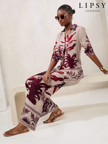 Lipsy Pink Satin Printed Shirt (AT9244) | $77