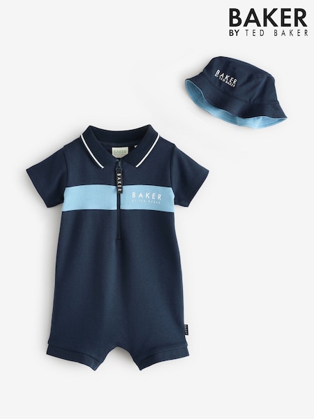 Baker by Ted Baker Navy Romper and Hat Set (AT9266) | €42 - €46