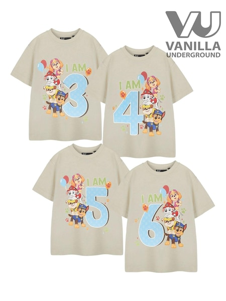 Vanilla Underground Cream Boys Birthday Age Paw Patrol 100% Cotton T-Shirt (AT9267) | €20
