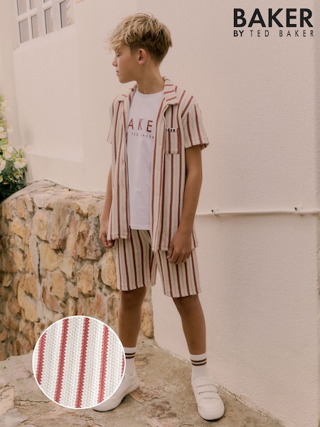 Baker by Ted Baker Textured Stripe Shirt T-Shirt and Shorts Set (AT9274) | AED269 - AED299