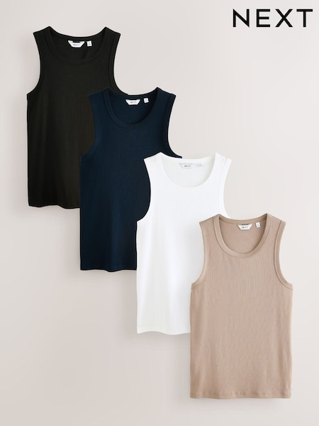 Black/White/Neutral/Navy - 4 Pack Slim - Ribbed Vest (AT9277) | 230 zł