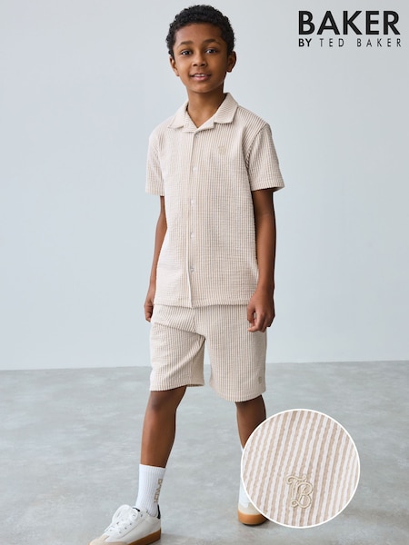 Baker by Ted Baker Stone Textured Shirt And Shorts Set (AT9281) | €54 - €62