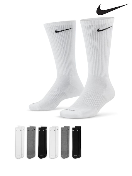 Серый/белый - Nike Everyday Plus Cushioned Training Crew Socks 6 Pack (AT9291) | €33