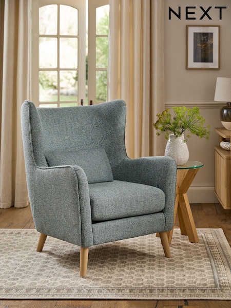 Chunky Marl Mid Blue Pendry Grande Highback Armchair (AT9364) | €520