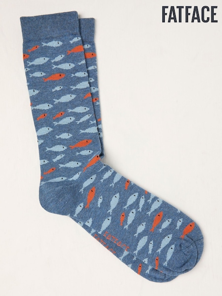 FatFace Blue Fish Socks (AT9373) | AED44