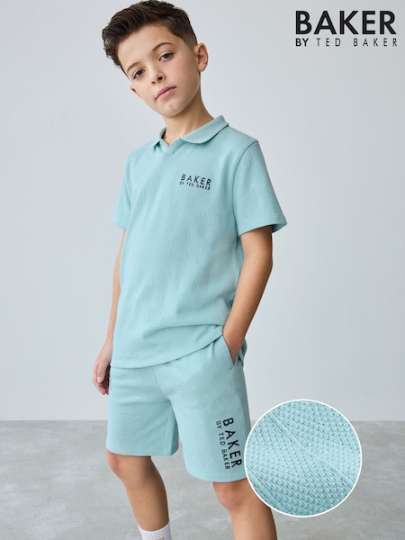 Albastru - Set top texturat și pantaloni scurți Baker by Ted Baker (AT9408) | 238 LEI - 276 LEI