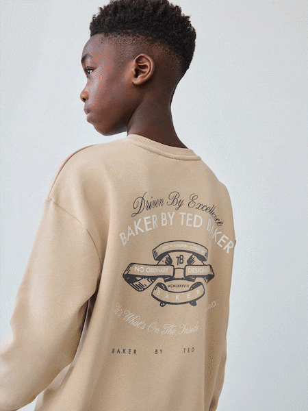 Baker by Ted Baker Stone Graphic Sweatshirt (AT9410) | ₪121 - ₪141