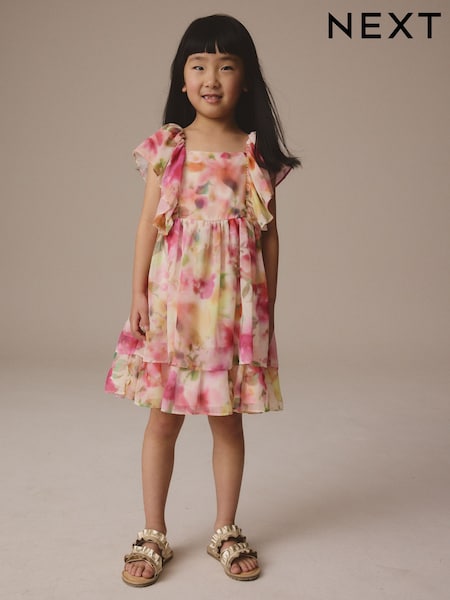 وردي - Printed Chiffon Dress (3-16yrs) (AT9442) | ‏173 د.إ.‏ - ‏ 203‏ د.إ.