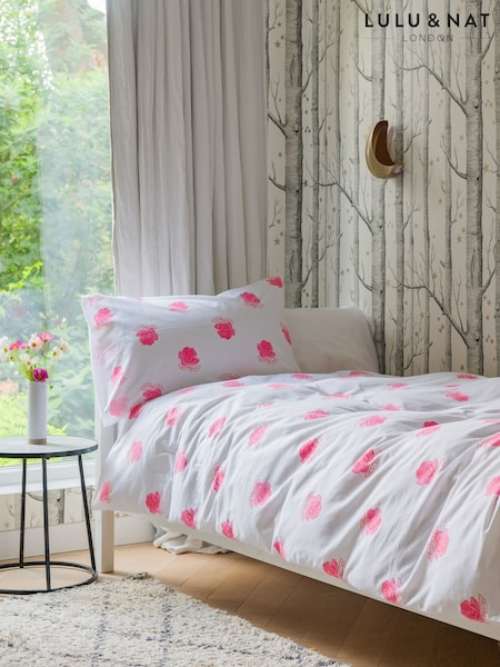 Lulu & Nat White 100% Cotton Rose All Over Printed Bedlinen set (AT9502) | €168