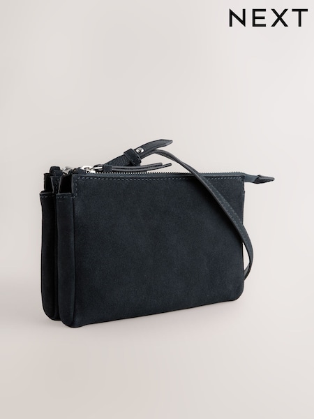 Laivasto Sininen - Suede Double Zip Crossbody-laukku (AT9504) | €42