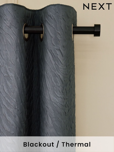 Charcoal Grey Embossed Animal Texture Blackout/Thermal Eyelet Curtains (AT9525) | €66 - €165
