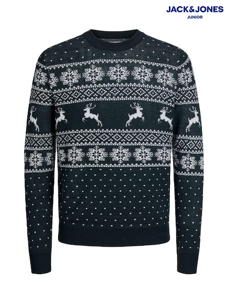 JACK & JONES JUNIOR Christmas Fairisle Pattern Crew Neck Knitted Jumper (AT9534) | 91 LEI