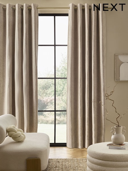 Natural Eyelet Heavyweight Chenille Wave Curtains (AT9535) | €92 - €207
