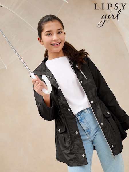 Lipsy Black Shower Resistant Lightweight Rain Coat (4-16yrs) (AT9543) | $79 - $93