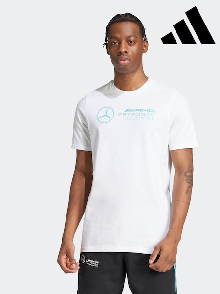 adidas White/Aqua Mercedes AMG Petronas Formula One Team DNA Graphic T-Shirt (AT9559) | €50