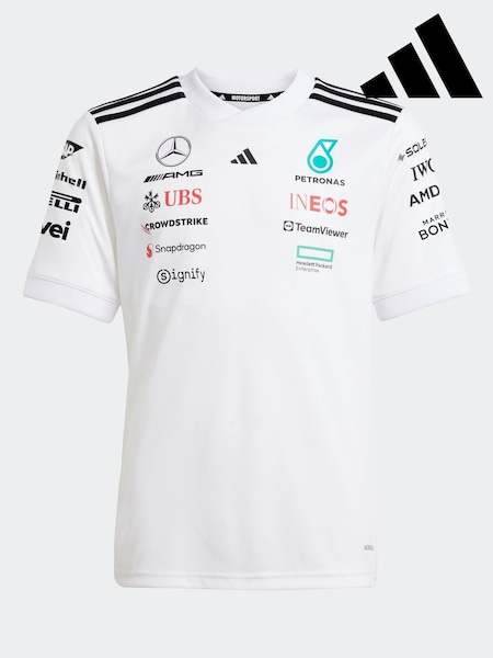 adidas White/Black Mercedes AMG Petronas Formula One Team Driver T-Shirt (AT9567) | R$ 445