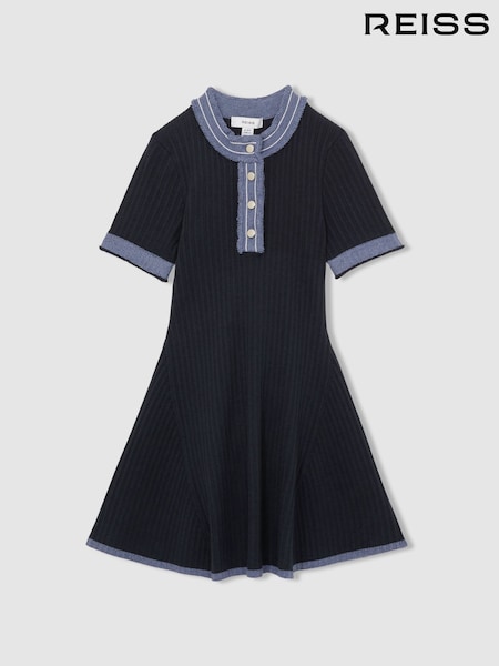 Reiss Ruby Contrast-Trim Rib-Knit Dress (AT9573) | 95 €
