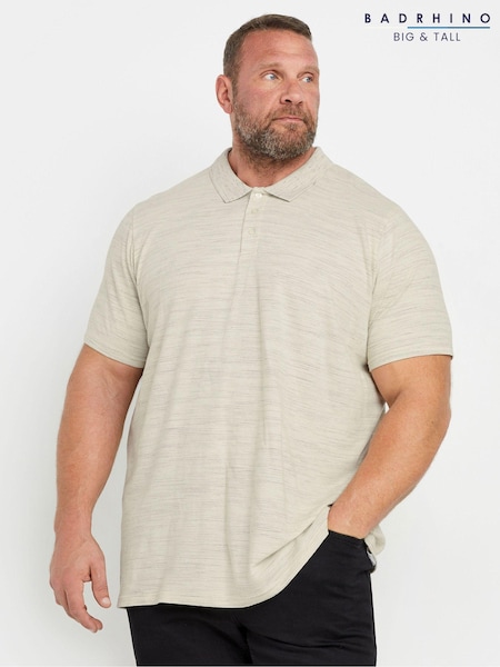 BadRhino Big & Tall Natural 100% Cotton Marl Polo Shirt (AT9580) | €43