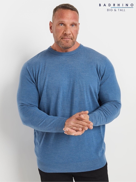 Синій - BadRhino Big & Tall Crew Neck Jumper (AT9596) | 1 802 грн