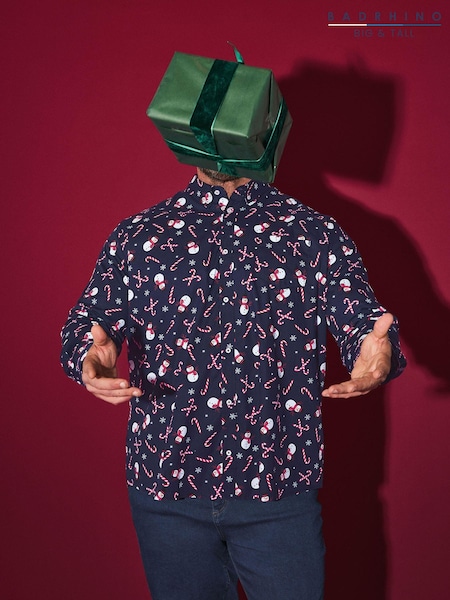 BadRhino Big & Tall Blue Snowman Christmas 100% Cotton Shirt (AT9600) | €45
